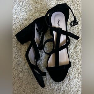 strappy black heels